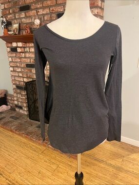 bp Dark Charcoal Scoop Neck Long Sleeve Top